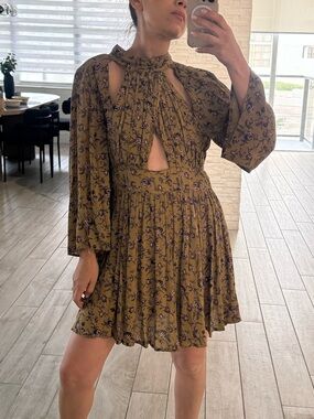 RAGA Olive Floral Cutout High-Neck romper Dress